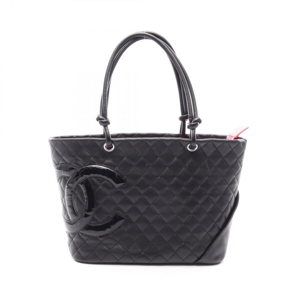 Chanel Cambon Tote Bag Leather Patent Vernis Black